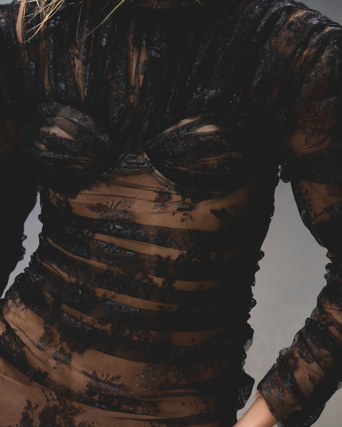 Riza Mini Dress in Metallic Noir