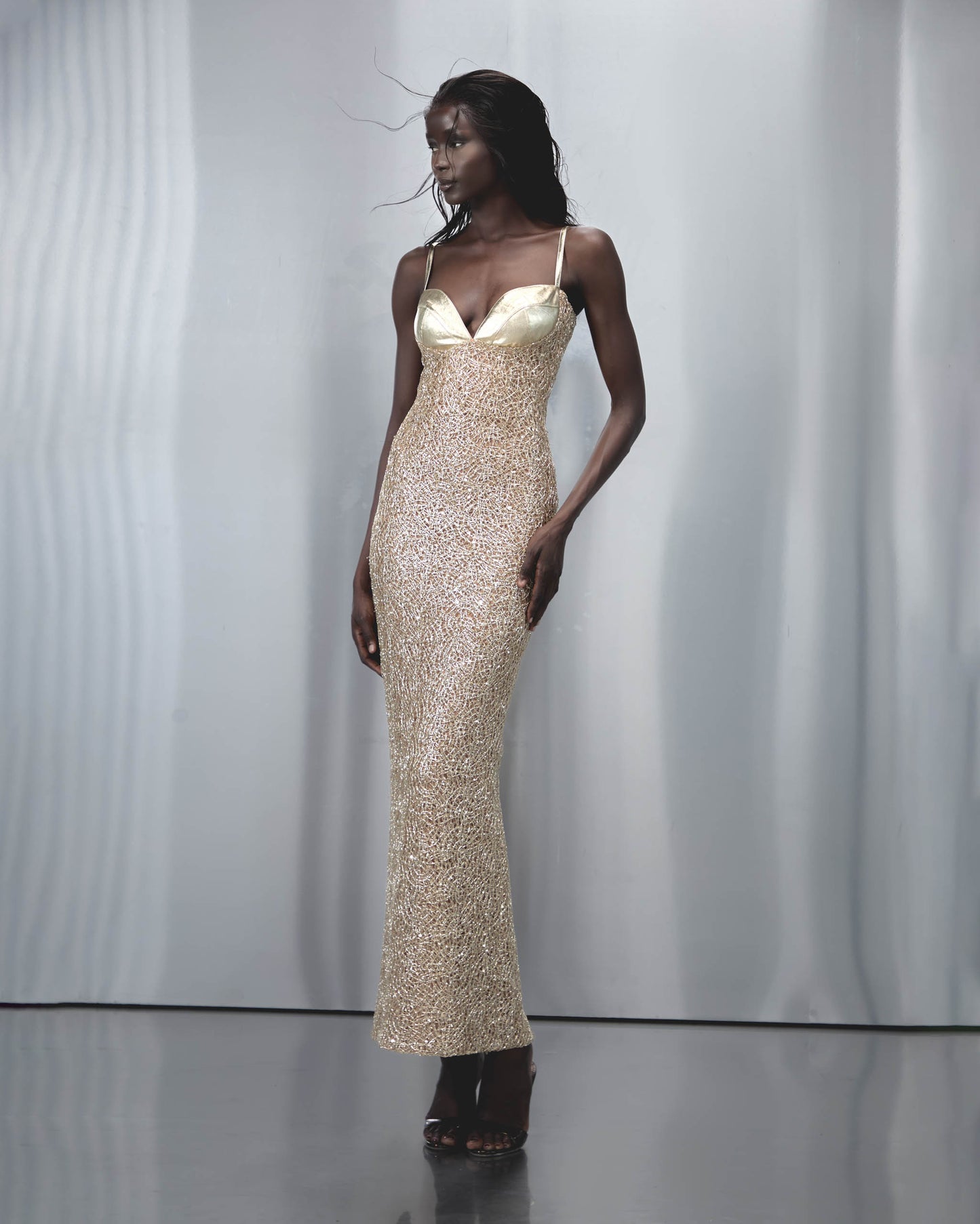Sira Maxi Dress in Gold