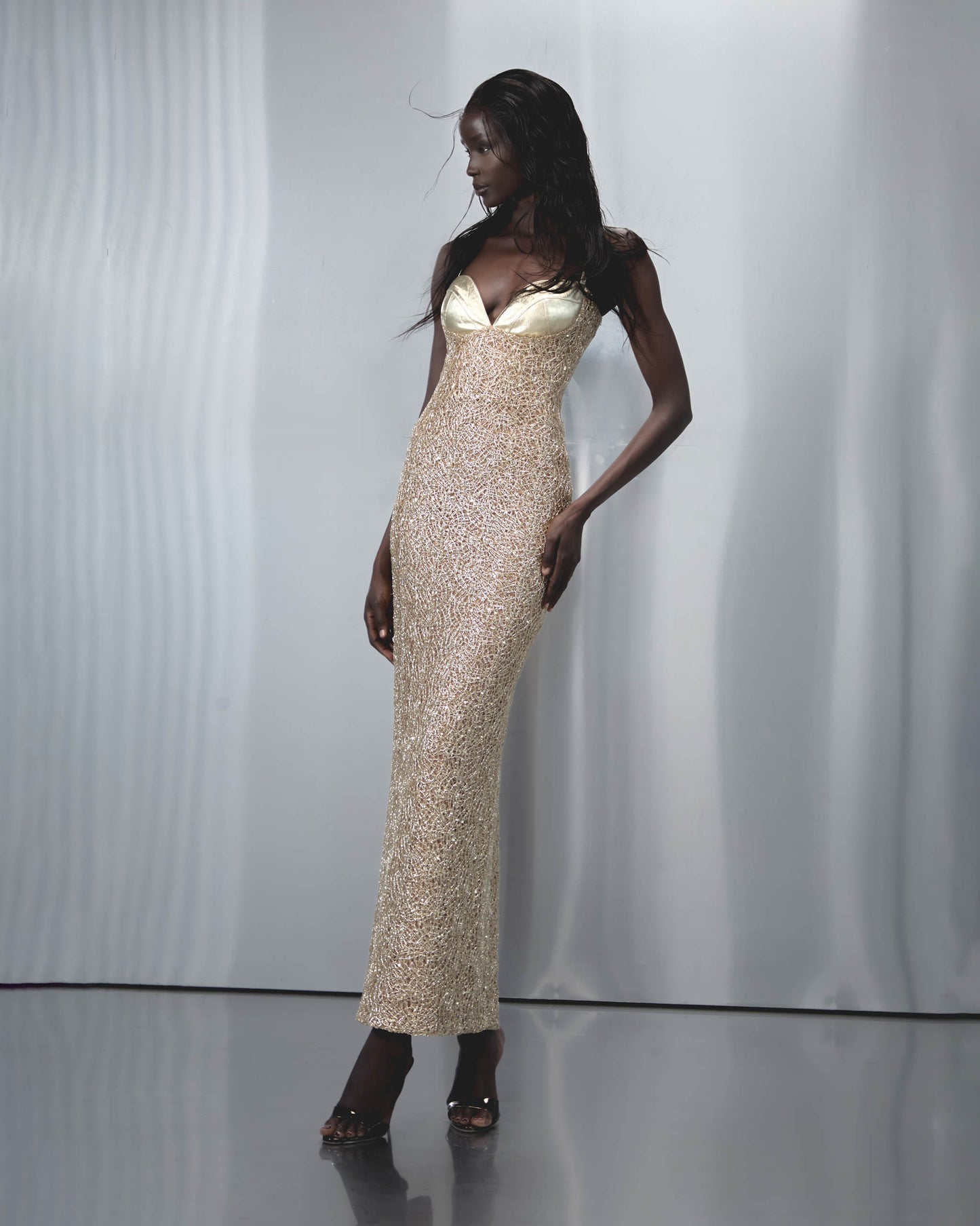 Sira Maxi Dress in Gold