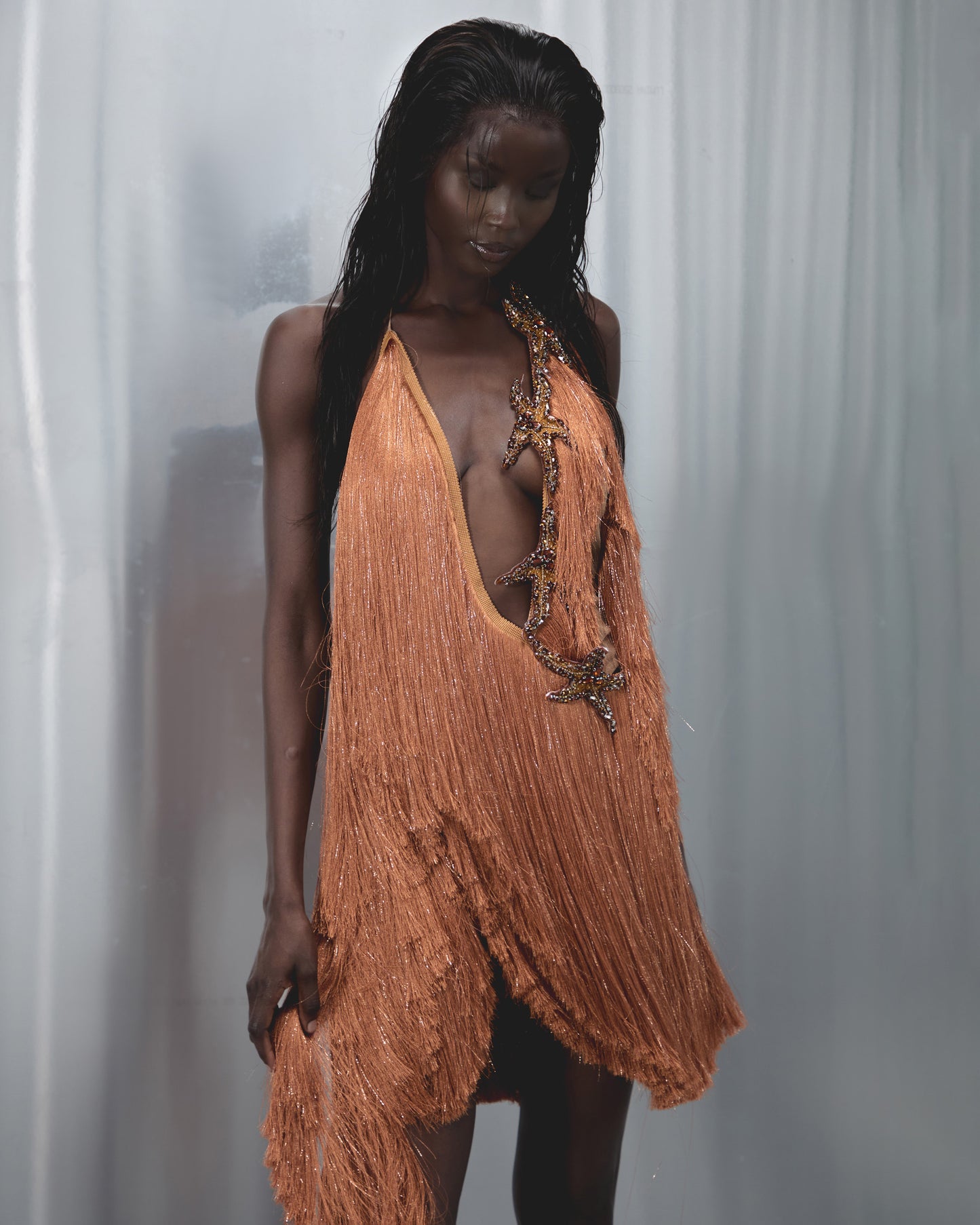 Stella Drape Dress in Coral Reef