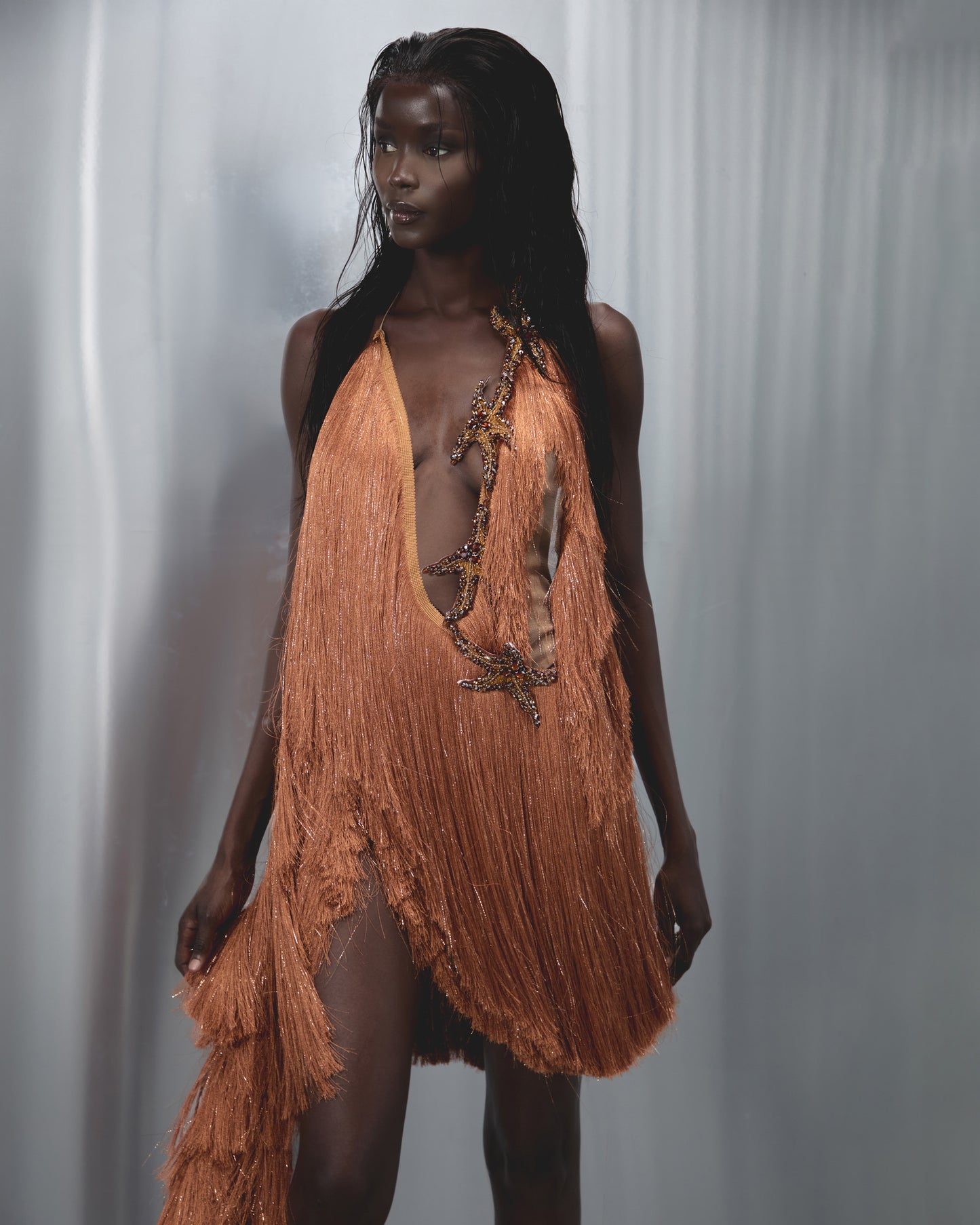 Stella Drape Dress in Coral Reef