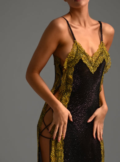 Remi Maxi Dress in Yellow Cheetah