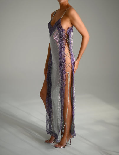 Remi Maxi Dress in Purple Cheetah
