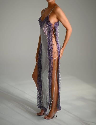 Remi Maxi Dress in Purple Cheetah Ready To Ship