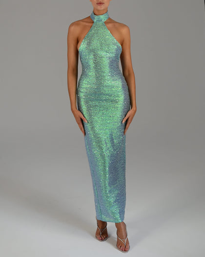 Silvia Maxi Dress in Ocean Shimmer