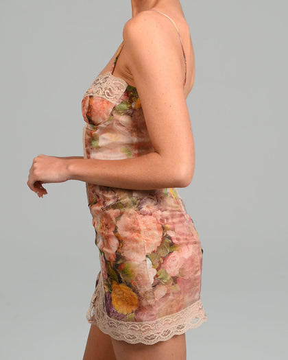 Kora Mini Dress in Rose Silk