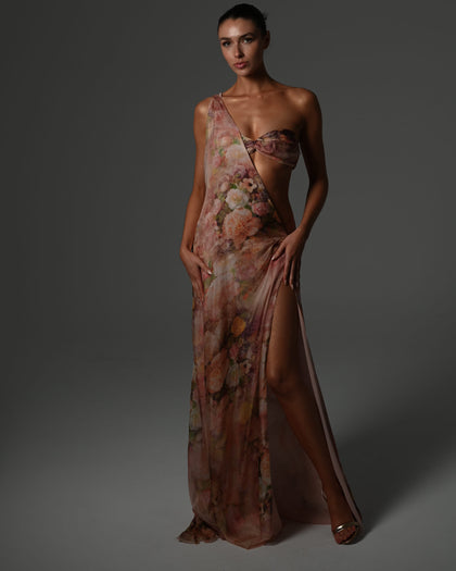 Anthia Maxi Dress in Rose Silk