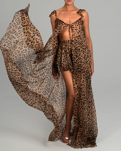 Terri Shorts in Leopard Silk