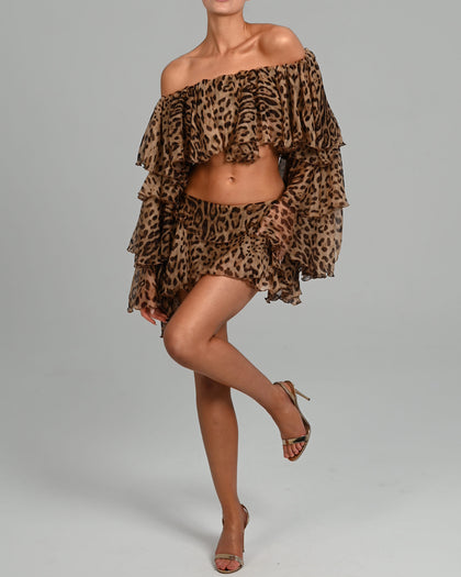 Madonna Skirt in Leopard Silk