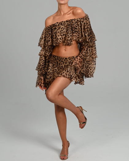 Madonna Top in Leopard Silk Ready to Ship