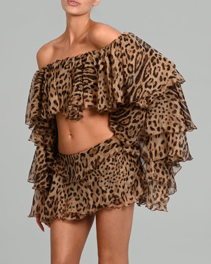 Madonna Top in Leopard Silk Ready to Ship