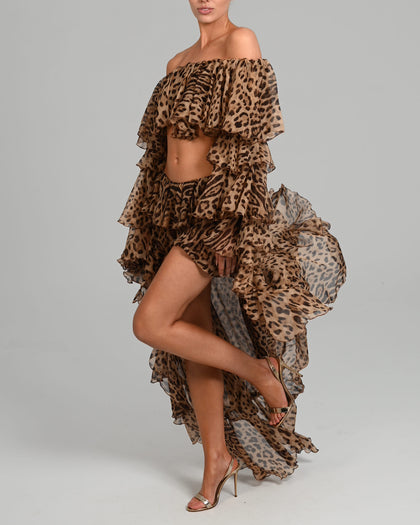 Rebecca Skirt in Leopard Silk