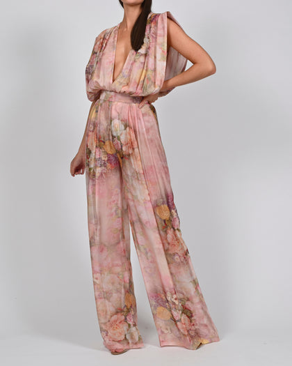 Yasmin Jumpsuit in Rose Silk Ready To Ship