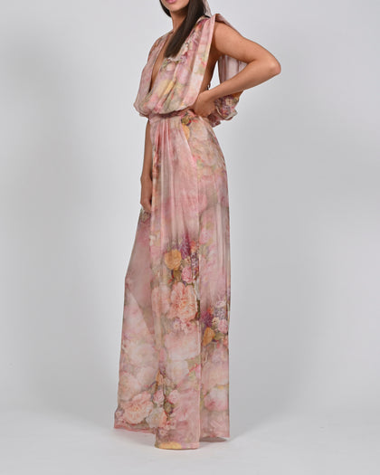 Yasmin Jumpsuit in Rose Silk Ready To Ship