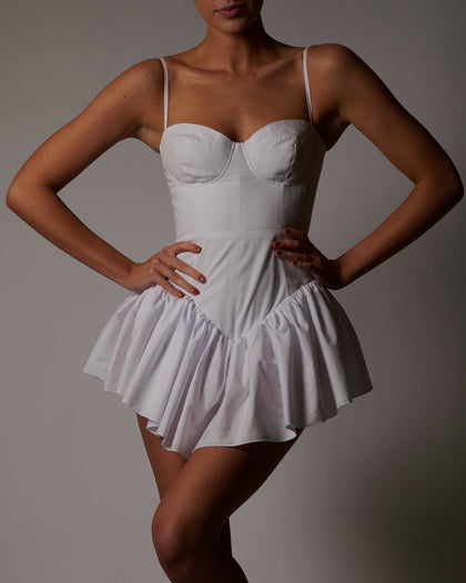 Dolce Playsuit in White Poplin Ready To Ship