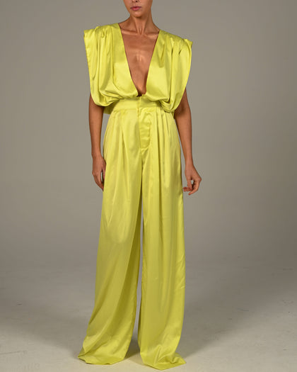 Yasmin Jumpsuit in Acid Yellow Ready To Ship