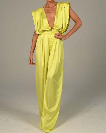Yasmin Jumpsuit in Acid Yellow Ready To Ship