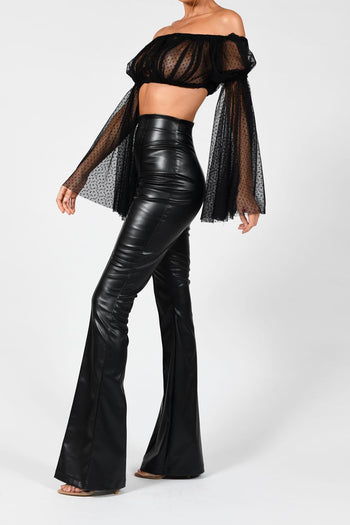 High Waisted Leather Flares Ready To Ship
