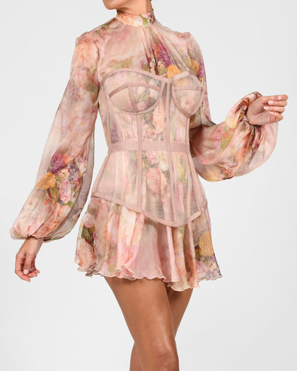 Helina Dress in Rose Silk Ready To Ship