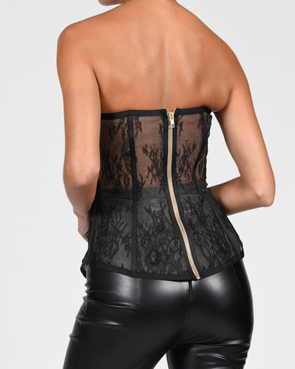 Evangeline Corset in Black Lace Ready To Ship