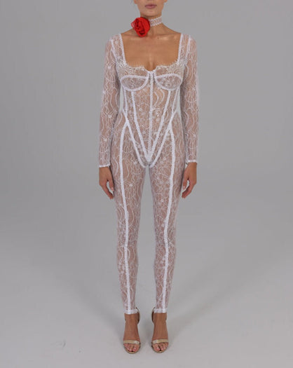 Sophie Jumpsuit in White Ready To Ship