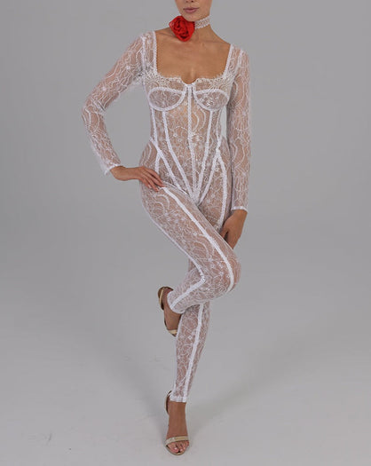 Sophie Jumpsuit in White Ready To Ship
