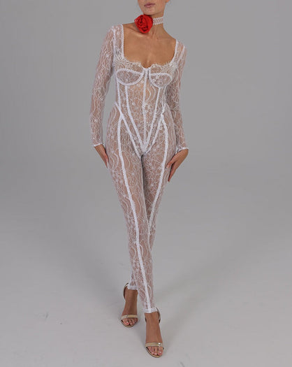 Sophie Jumpsuit in White Ready To Ship