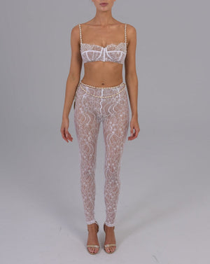 Francesca Leggings in White with Bespoke Lining