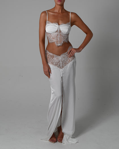 Margot Maxi Skirt in Ivory with Bespoke Lining