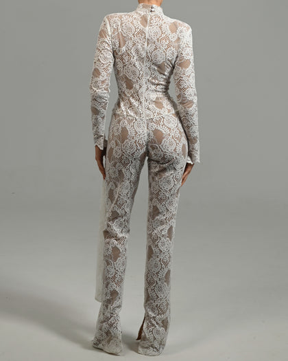 Flora Jumpsuit in Ivory Lace