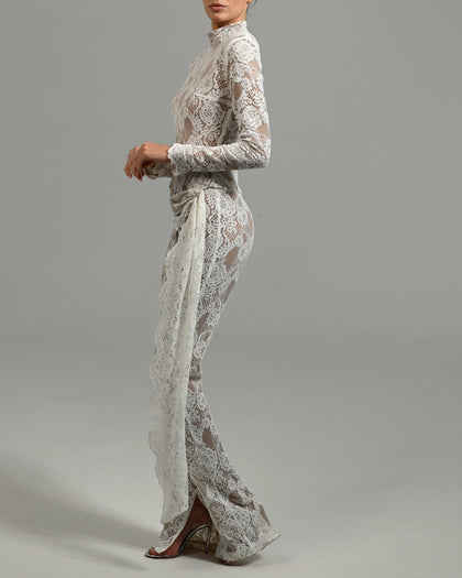 Flora Jumpsuit in Ivory Lace