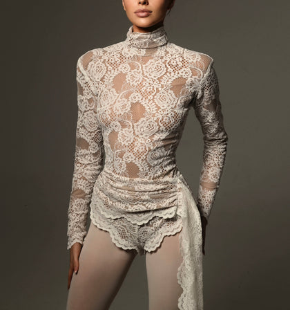 Flora Romper in Ivory Lace