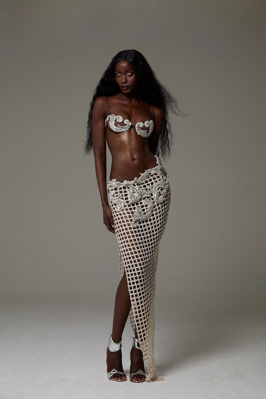 Nerissa Bralette & Skirt in Crystal Tide