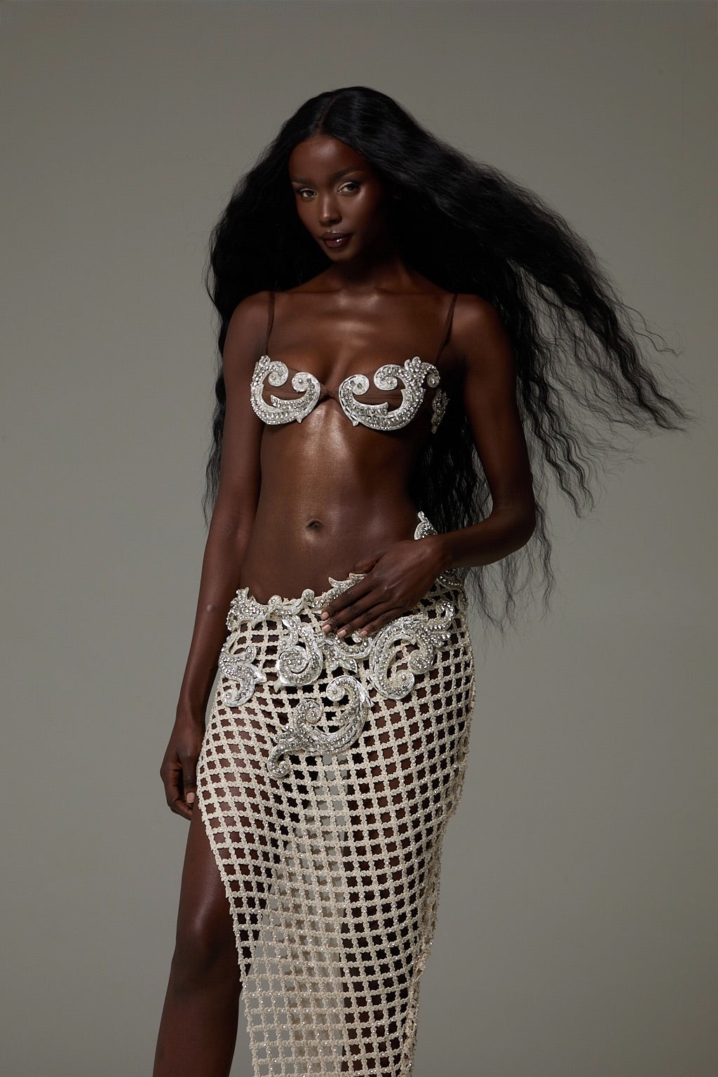 Nerissa Bralette & Skirt in Crystal Tide