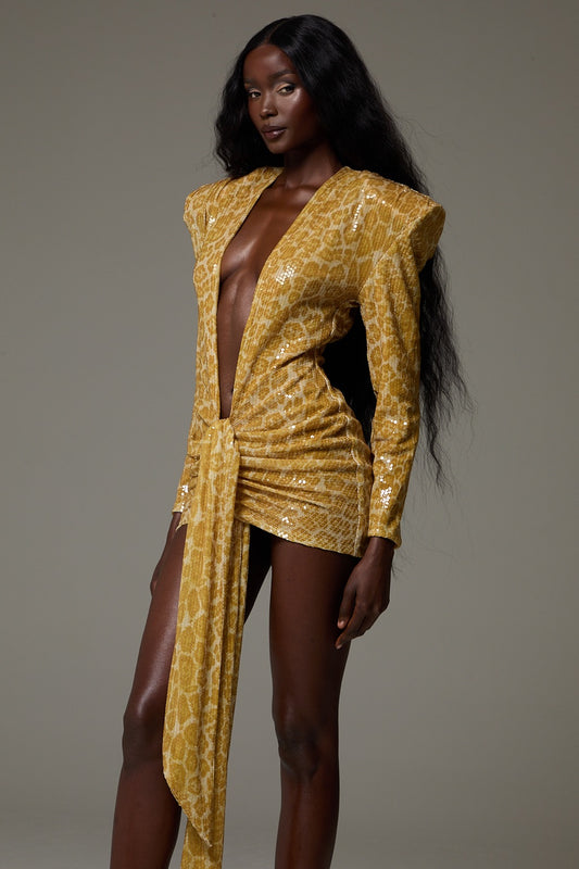 Mika Dress in Citrine Cheetah