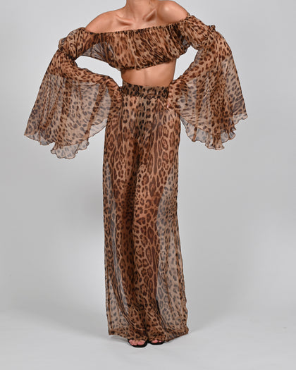 Natasha Trousers in Leopard Silk