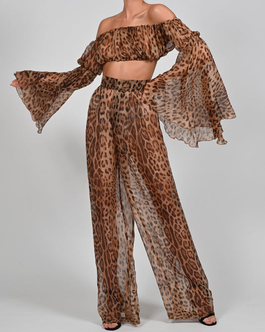 Natasha Trousers in Leopard Silk Sample Sale