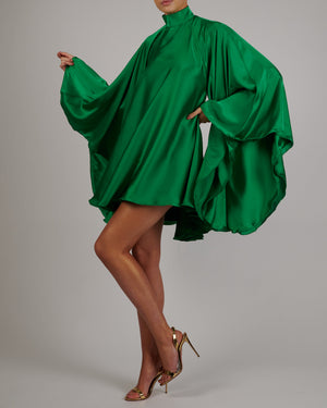 High Neck Lorena Dress in Emerald