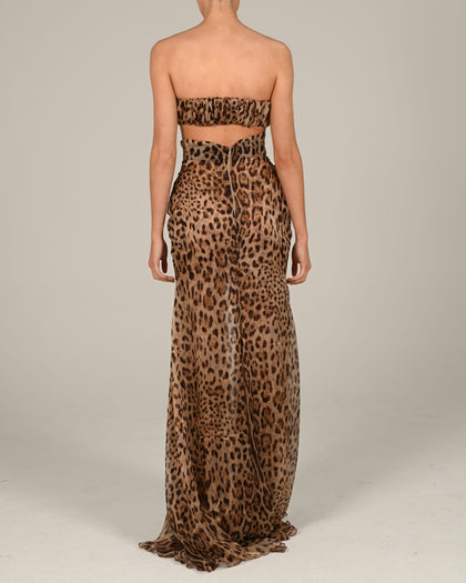 Beaudelle Maxi Skirt in Leopard Silk