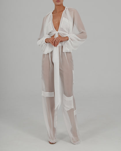 Alex High Waist Trousers in Ivory