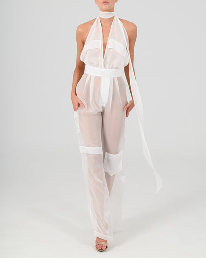 Alex Halter Jumpsuit in Ivory