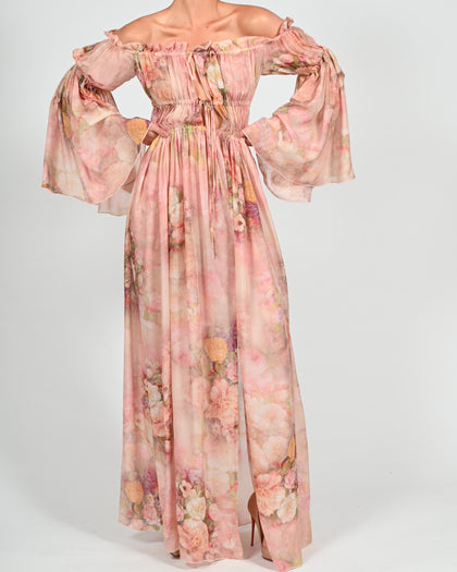 Ava Maxi Dress in Rose Silk