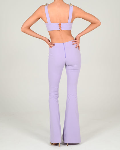 Low Waist Flared Trousers in Lilac
