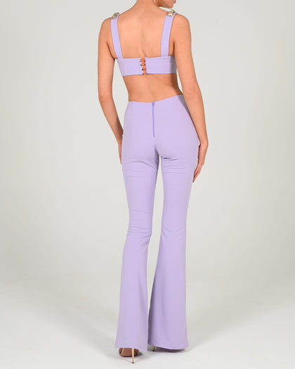 Low Waist Flared Trousers in Lilac
