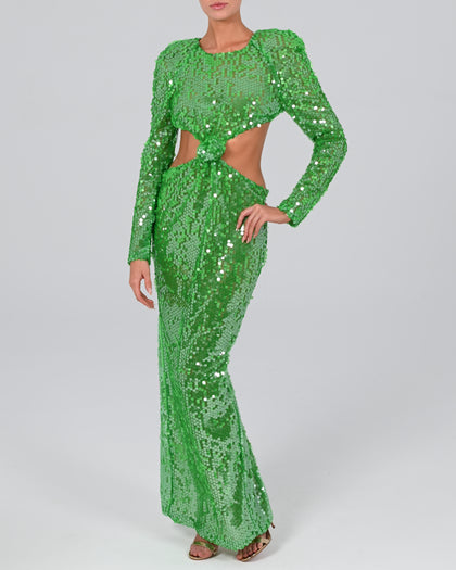 Scheana Maxi Dress in Emerald Iridescent