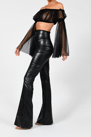 High Waisted Leather Flares
