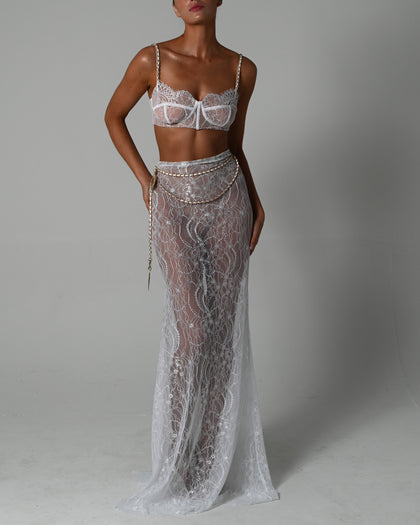 Francesca Maxi Skirt Set in White Lace