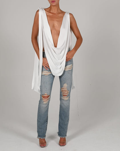 Tate Top in Ivory Satin