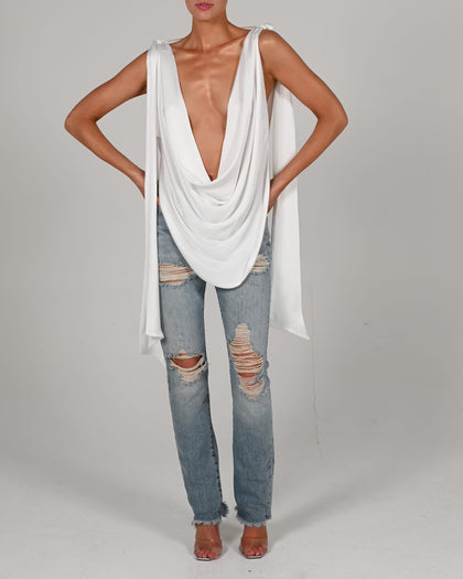 Tate Top in Ivory Satin